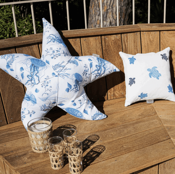 Coussin broderies tortues